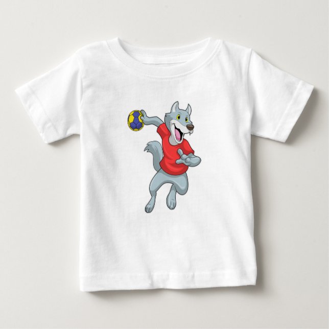 Camiseta De Bebé Wolf como jugador de balonmano con balonmano (Anverso)