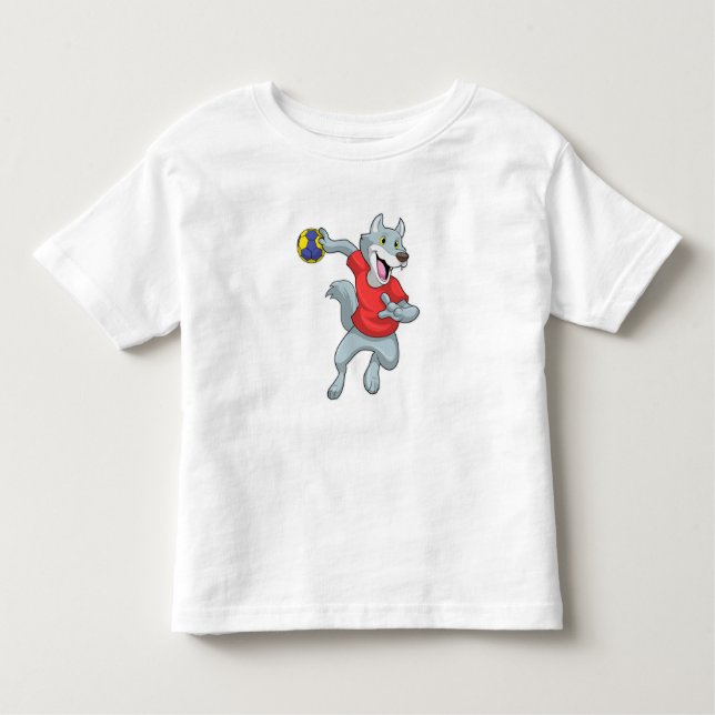 Camiseta De Bebé Wolf como jugador de balonmano con balonmano (Anverso)