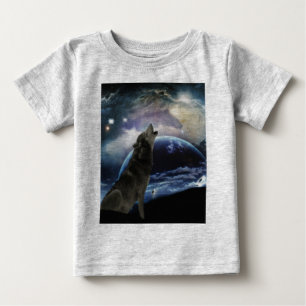 Camiseta De Bebé Wolf gritando en la luna