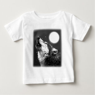 Camiseta De Bebé Wolf Howling en la Luna