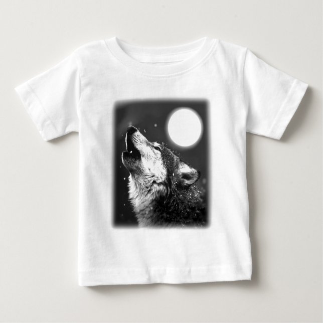 Camiseta De Bebé Wolf Howling en la Luna (Anverso)