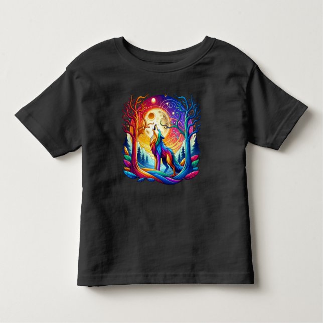 Camiseta De Bebé Wolf Howling Under a Surreal Sky (Anverso)