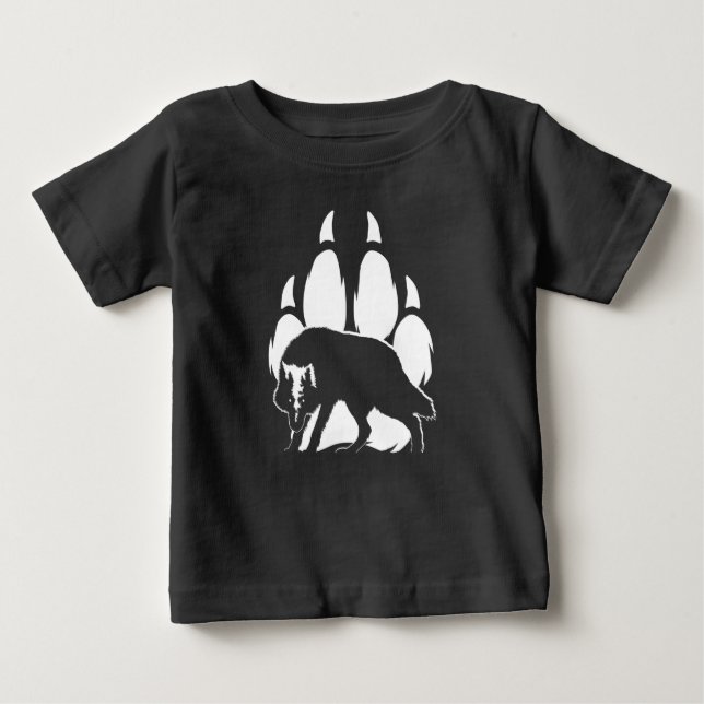 Camiseta De Bebé Wolf Silhouette y Footprint (Anverso)