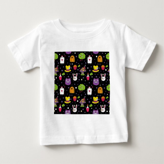 Camiseta De Bebé Wonderland negro (Anverso)