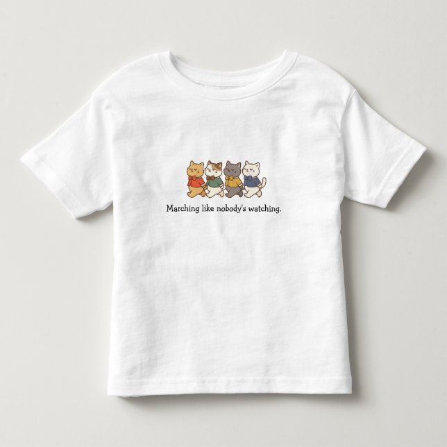 Camiseta De Bebé Wonky Zoo Marching Cats Toddler T-Shirt (Anverso)