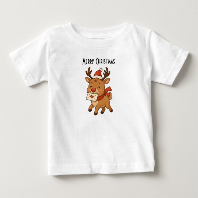 Camiseta De Bebé Wonky Zoo Toddler T-Shirt – Cute Reindeer (Anverso)