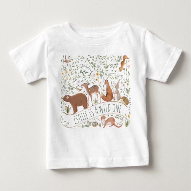 Camiseta De Bebé Woodland Animals Forest Friends Baby Shower (Anverso)