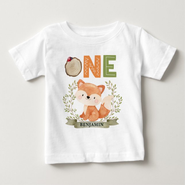 Camiseta De Bebé Woodland Ist Birthday Forest Fox (Anverso)