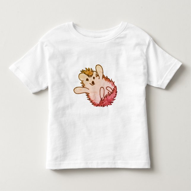 Camiseta De Bebé Woodland Red Naranja Happy Cute Hedgehog (Anverso)