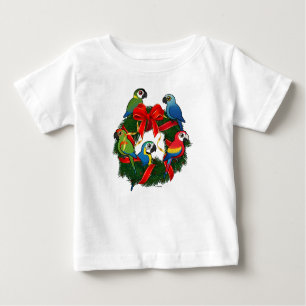 Camiseta De Bebé Wreath, Navidades de Birdorable Macaws