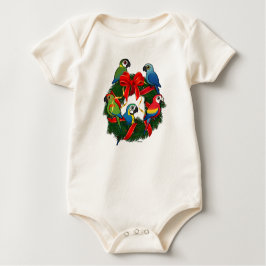 Camiseta De Bebé Wreath, Navidades de Birdorable Macaws