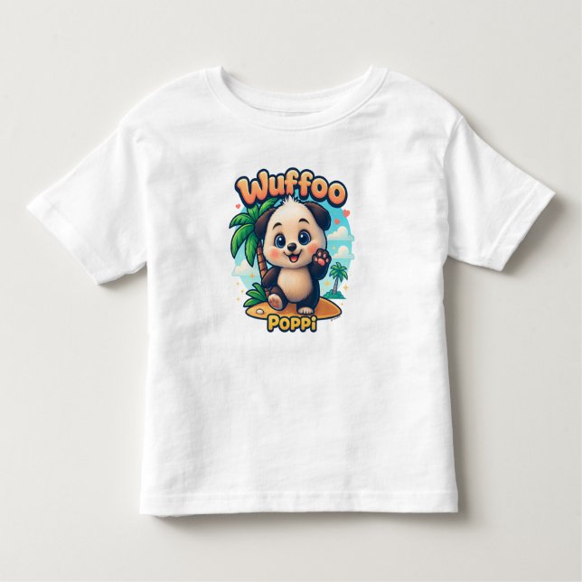 Camiseta De Bebé Wuffoo Poppi Cute Kawaii Puppy Tropical Island (Anverso)