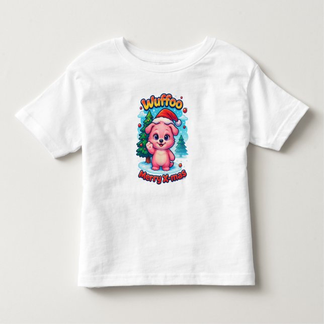 Camiseta De Bebé Wuffoo Shelly Merry X-mas Kawaii 3D Holiday (Anverso)