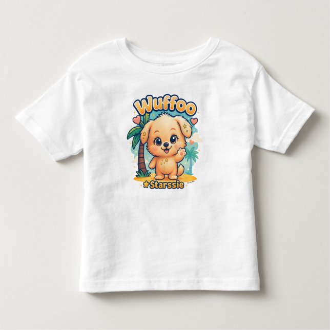 Camiseta De Bebé Wuffoo Starssie Kawaii Puppy Tropical Island (Anverso)