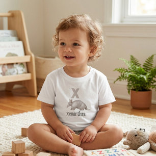 Camiseta De Bebé Xenarthra Armadillo: Alfabeto Científico Educativo