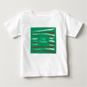 Camiseta De Bebé Xmas Pincel franjas verde Toddler larga funda