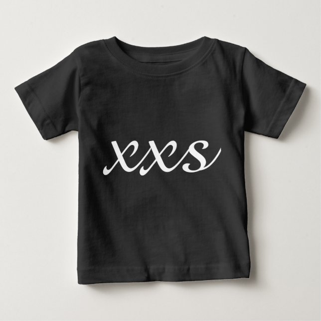 Camiseta De Bebé XXS Texto extra extra pequeño negro y blanco (Anverso)