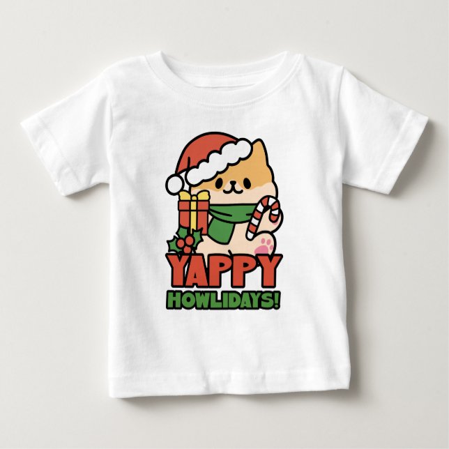 Camiseta De Bebé Yappy Howlidays - Personalizado de perros Navidade (Anverso)