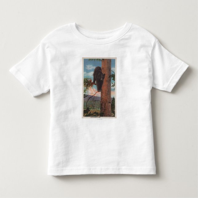 Camiseta De Bebé Yellowstone, WYView del oso negro en árbol (Anverso)
