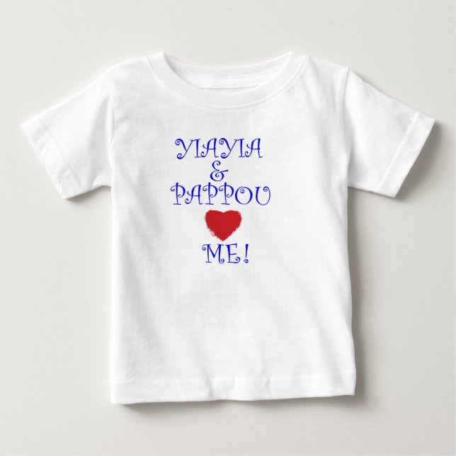 CAMISETA DE BEBÉ YIAYIA AND PAPPOU LOVE ME! (Anverso)