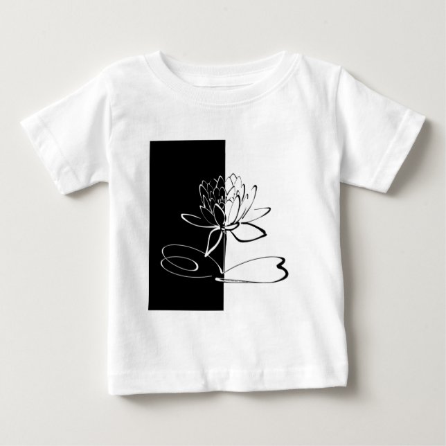 Camiseta De Bebé Yin Yang Black White Lotus Blossom (Anverso)