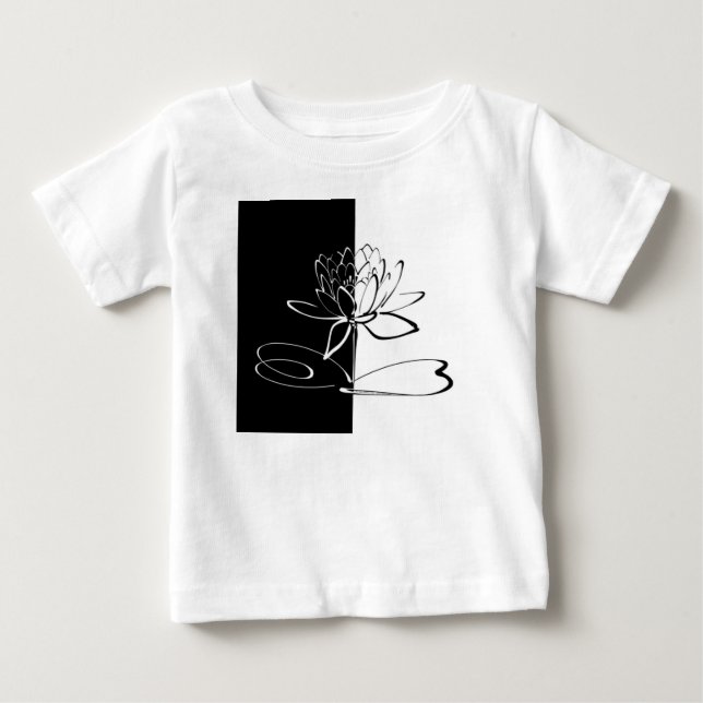Camiseta De Bebé Yin Yang Black White Lotus Blossom (Anverso)