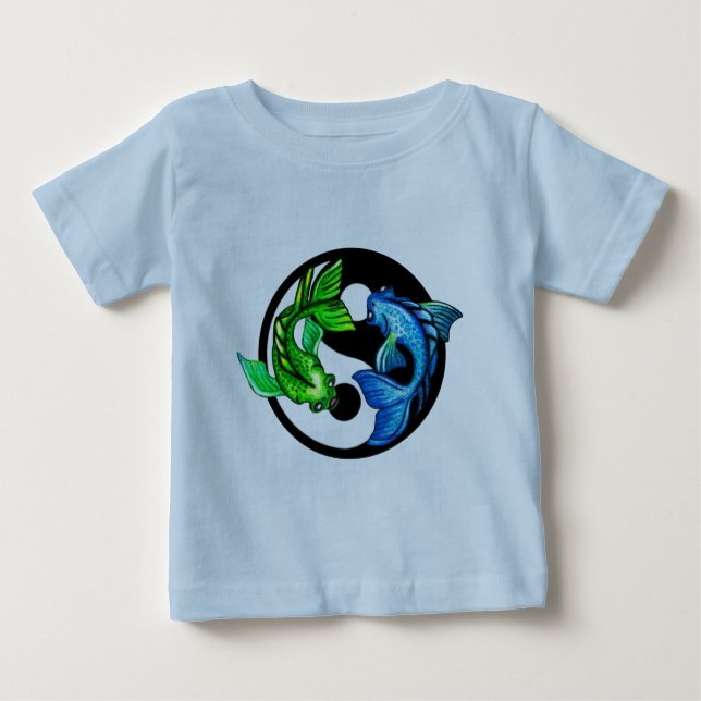 Camiseta De Bebé Yin-Yang Koi Design (Anverso)