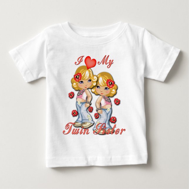 Camiseta De Bebé Yo (corazón) mi hermana gemela (Anverso)
