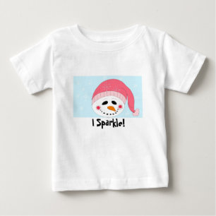 Camiseta De Bebé Yo Hombre de Nieve Brillante con Gorro Rosa