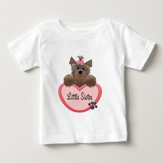 Camiseta De Bebé Yorkie Little Sister (Anverso)