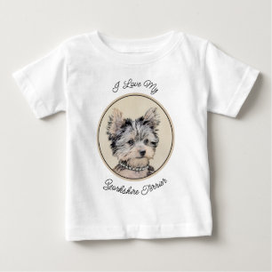 Camiseta De Bebé Yorkshire Terrier Puppy Pintando Arte Original De 