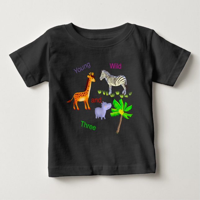 Camiseta De Bebé youg wild  and three (Anverso)