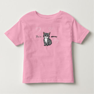 Camiseta De Bebé You're Purr-fect Animated Cat and Hearts Pink