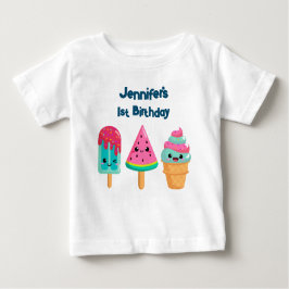Camiseta De Bebé Yummy Ice Cream Trio Verano Vibe 1er cumpleaños