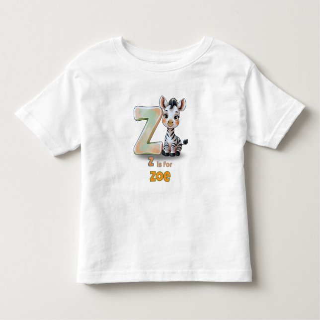 Camiseta De Bebé Z is for Zoe - Personalized Toddler T-Shirt (Anverso)