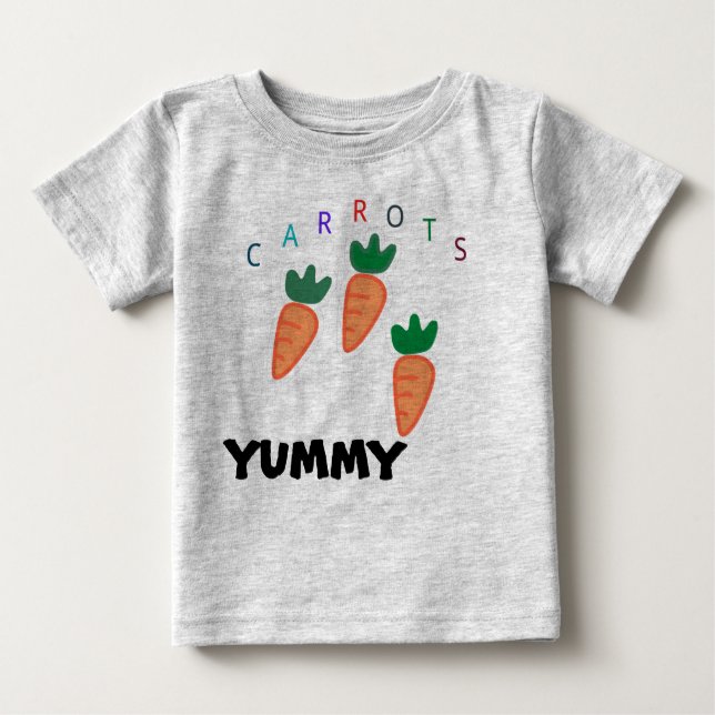 Camiseta De Bebé Zanahorias dulces de verano Gris para bebé (Anverso)