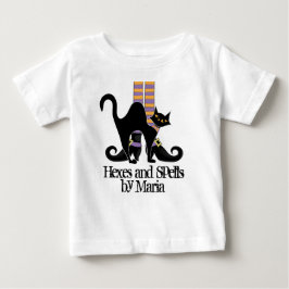 Camiseta De Bebé Zapatos de Bruja con Gato Negro Lindo y Caprichoso