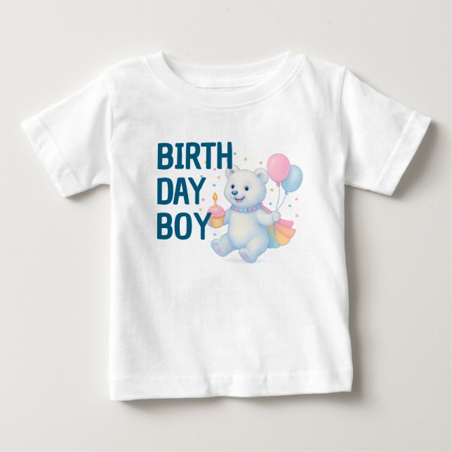 Camiseta De Bebé Zarah Dancing Polar Bear • 1st Birthday Boy Baby  (Anverso)