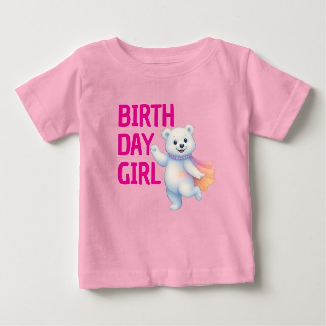 Camiseta De Bebé Zarah Dancing Polar Bear 1st Birthday Girl  (Anverso)