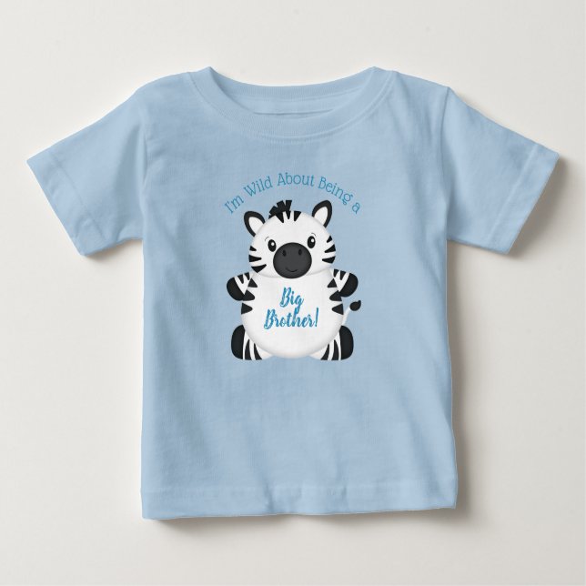 Camiseta De Bebé Zebra Baby Shower Safari Blue Boy (Anverso)