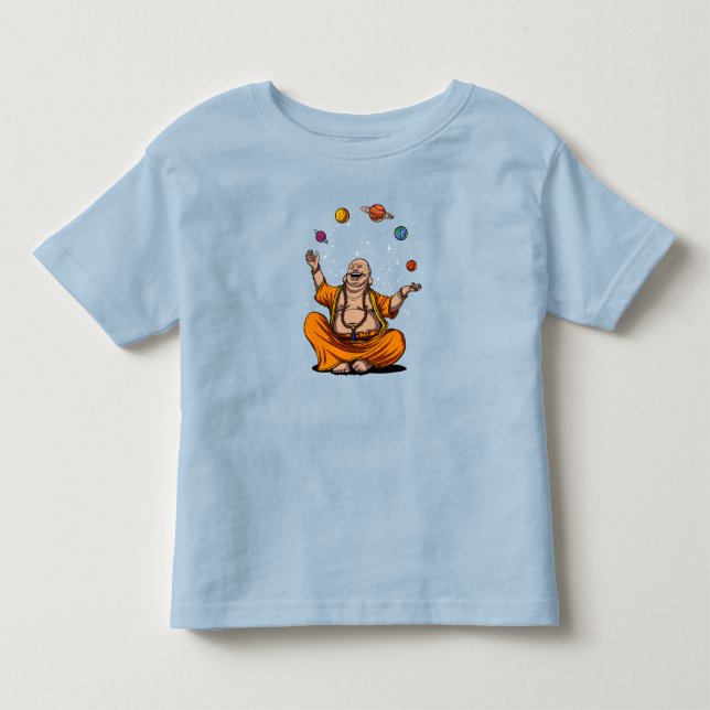 Camiseta De Bebé Zen Yoga Buddha Malabando Planetas Espaciales Medi (Anverso)