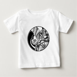 Camiseta De Bebé Zendala abstracto blanco y negro en círculo
