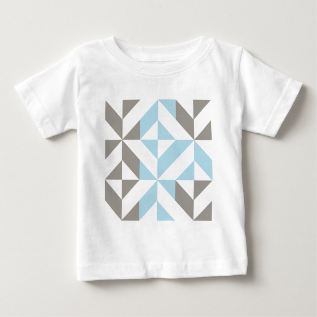Camiseta De Bebé ZigZag geométrico azul y plata (Anverso)