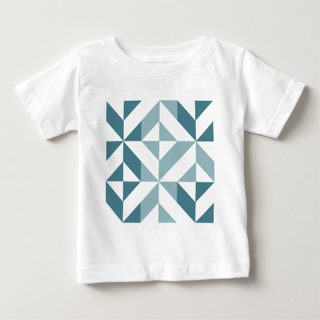 Camiseta De Bebé ZigZag geométrico de dos tonos verde verde azulado (Anverso)