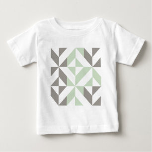 Camiseta De Bebé ZigZag geométrico verde sabio y plateado