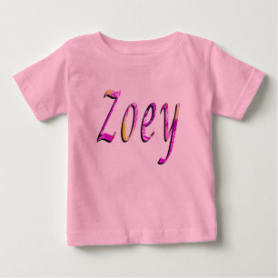 Camiseta De Bebé Zoey, Name, Logo, Baby Girl Pink T shirt