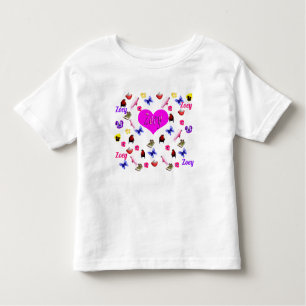 Camiseta De Bebé Zoey Name With Bunnies Butterflies Flowers,