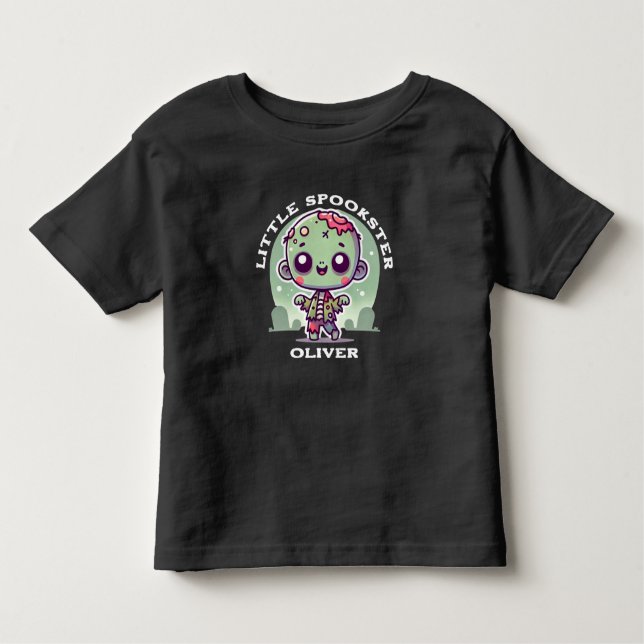 Camiseta De Bebé Zombi fantasmal, nombre personalizado, Halloween (Anverso)