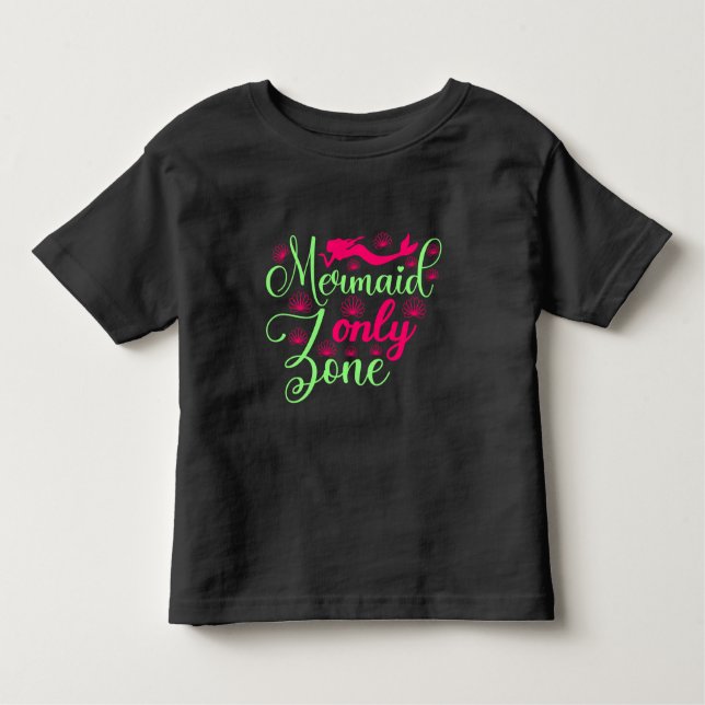 Camiseta De Bebé Zona solo para sirenas en rosa caliente y verde ne (Anverso)