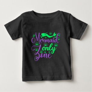 Camiseta De Bebé Zona solo para sirenas en verde neón y púrpura